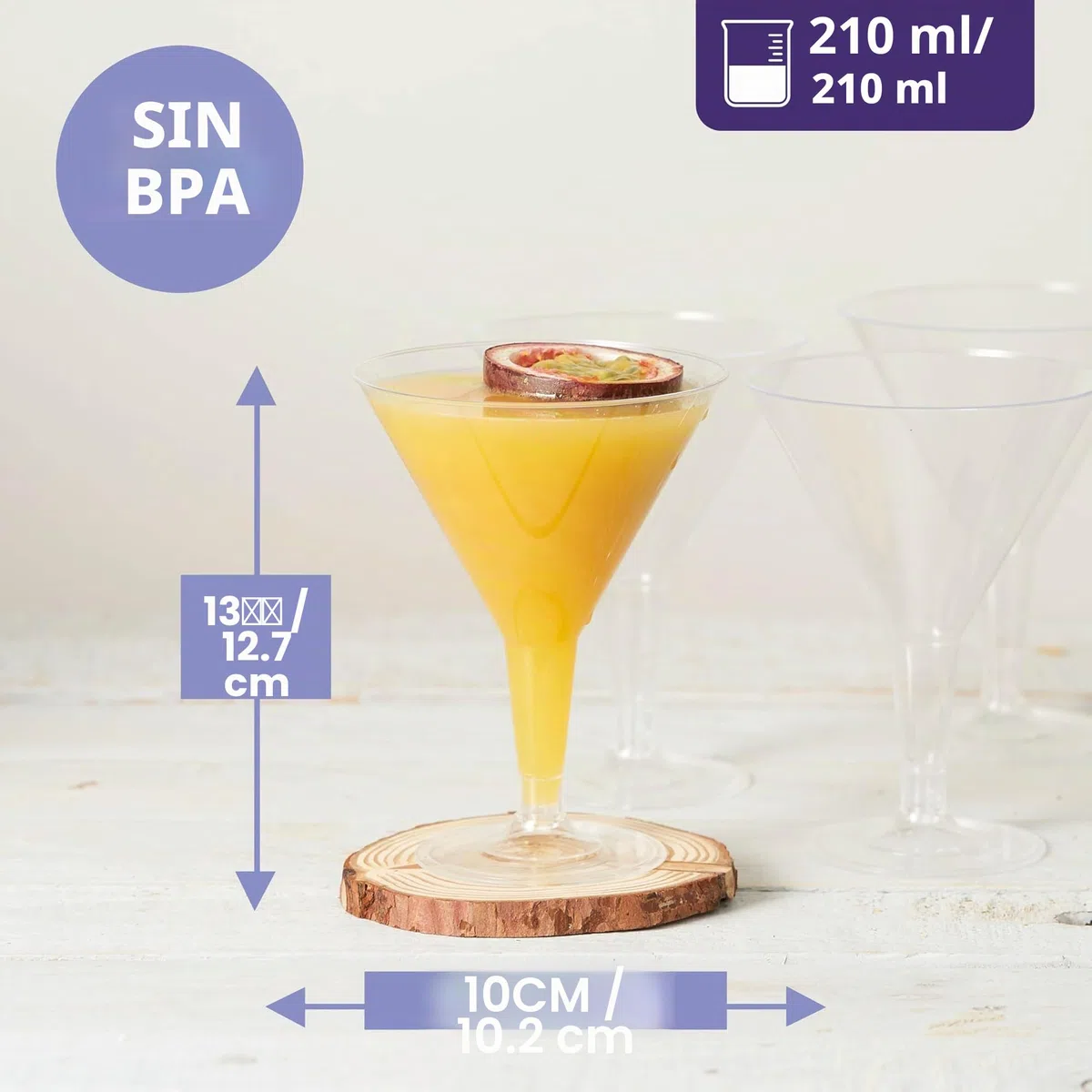 MATANA 48 Copas de Martini de Plástico, Copas de Coctel, 210ml - Vasos de Plástico Reutilizables y Elegantes para Cócteles y Postres - Cumpleaños, Bodas, Fiestas