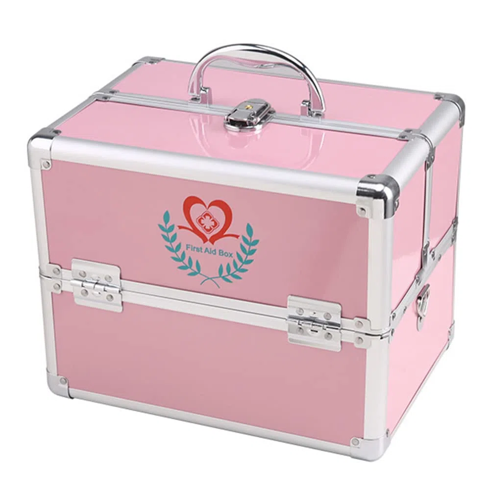 Caja De Medicamentos con Cerradura con Caja De Almacenamiento Portátil, Caja De Almacenamiento con Candado para Medicamentos para Niños,Pink-M