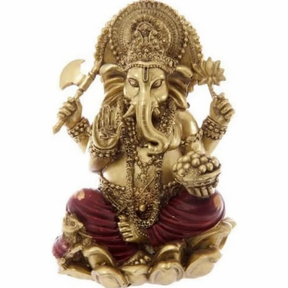 Puckator - Estatua de Ganesh (16 cm), Color Rojo y Dorado