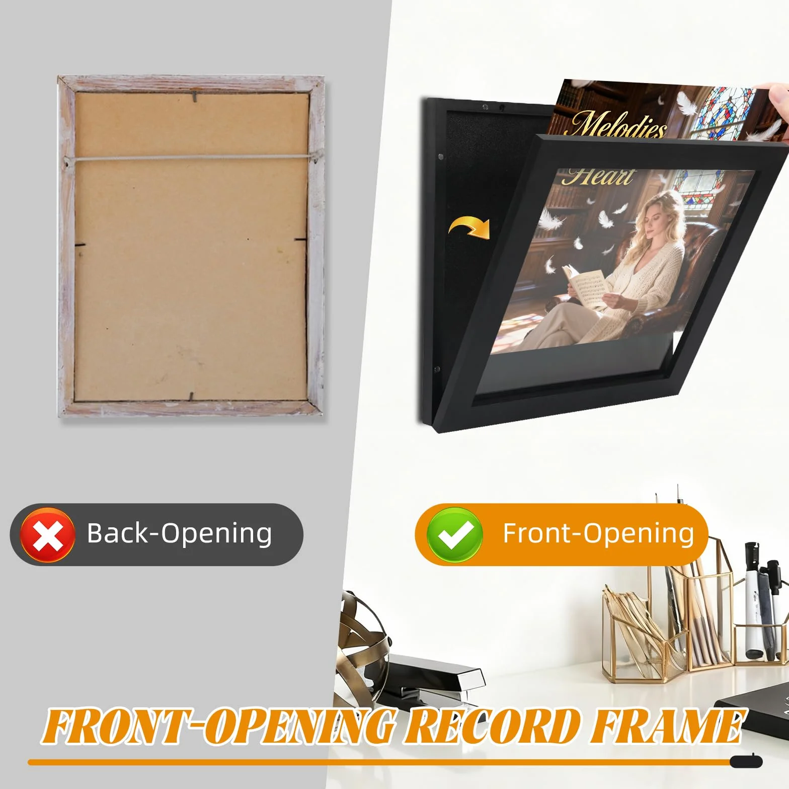 Marco de vinilo para discos de vinilo con protección UV y resistente a los arañazos - Marco para cubierta de vinilo y LP - Marco para álbum LP de 30,5 x 30,5 cm, color negro (1 pieza)