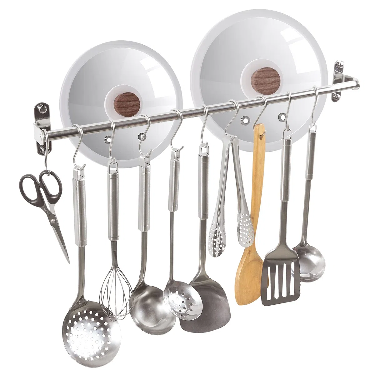 Colgador de Utensilios de Cocina de 15 Ganchos de Acero Indoxible Barra para Cocina con Ganchos S