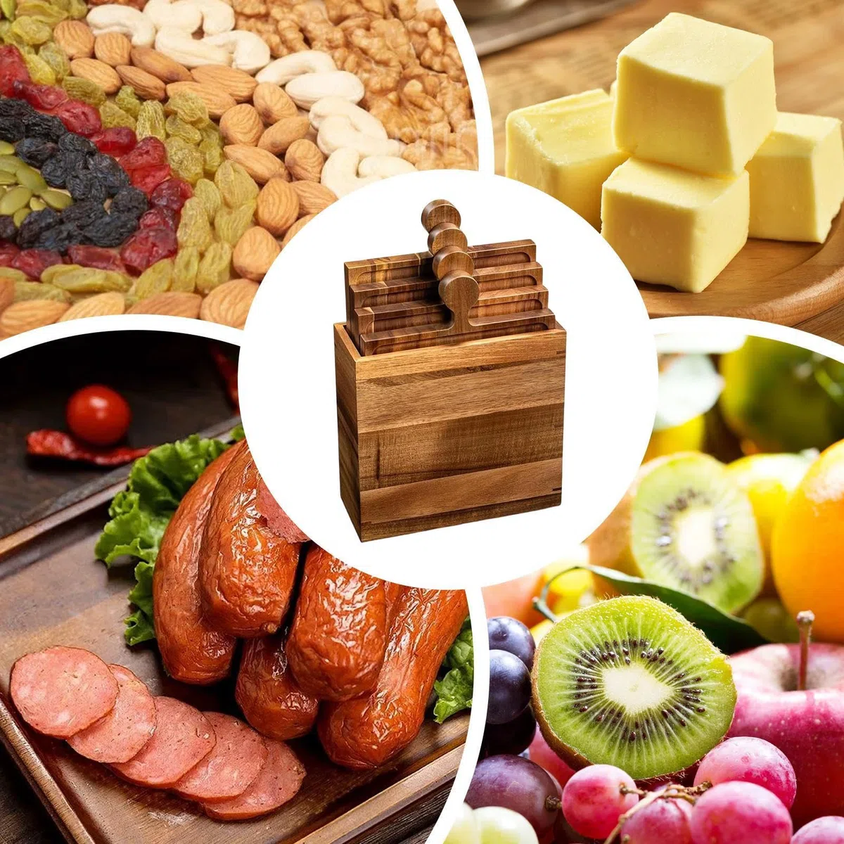Bandejas De Servir Para Para Presentar Con Asas | Tabla de Quesos y Embutidos con Asas Para Carne Fruta Queso Aperitivo Tarta Postre Cocina Hogar Mesa Buffet