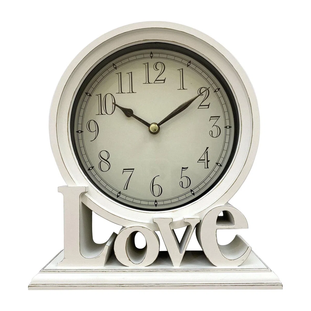 Reloj de escritorio redondo Relojes de repisa Relojes de estante silenciosos Relojes de mesa Chimenea Sin tictac Digital para bodas Decoraciones de, Blanco
