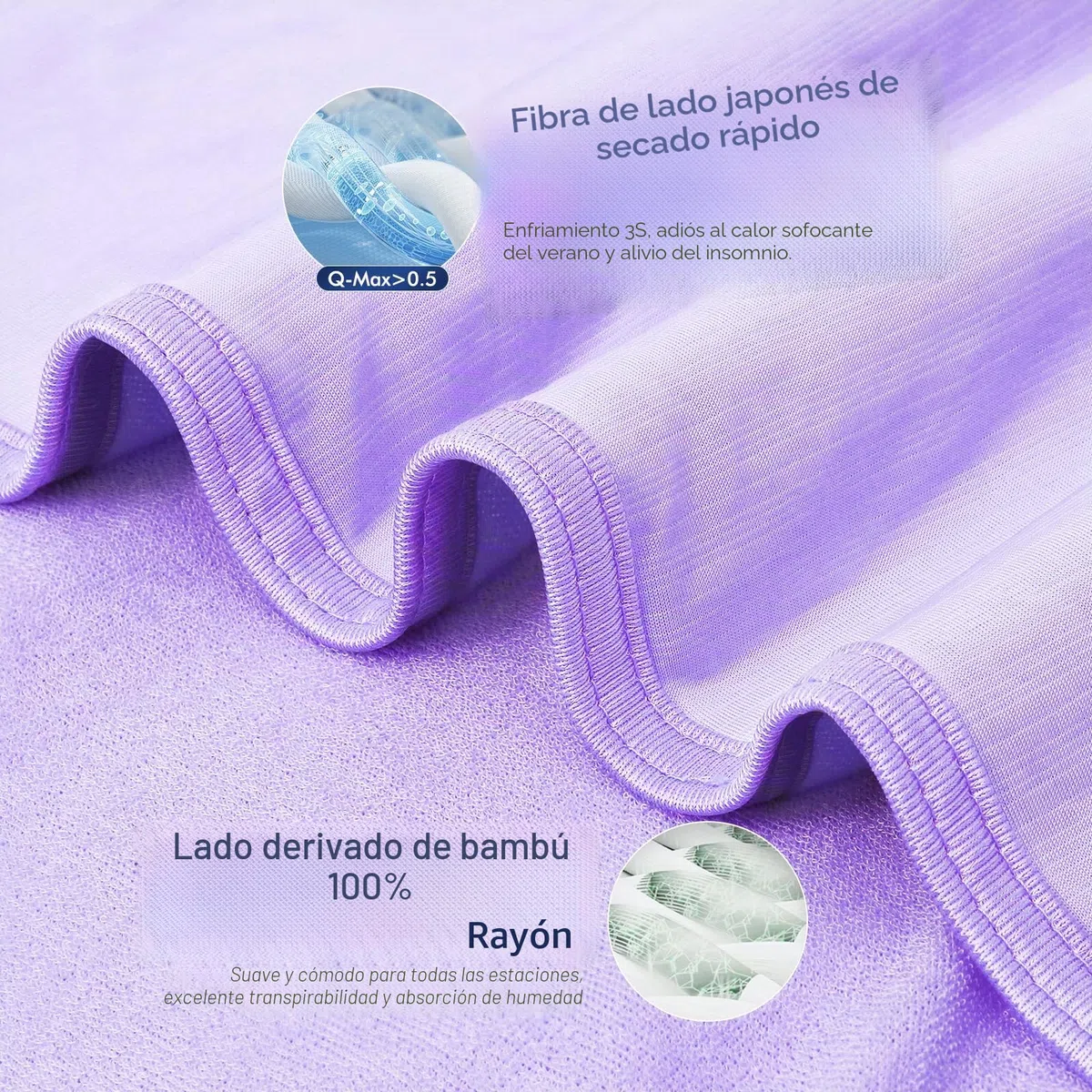 Avoalre Manta Verano con Fibra de Enfriamiento Japonesa ARC-Chill, Q-MAX 0.3, Ambos Lados Súper Suave Transpirable, Antiestática Ayudar a Dormir, para Cama Sofá Coche Viaje, 200 * 220CM, Púrpura