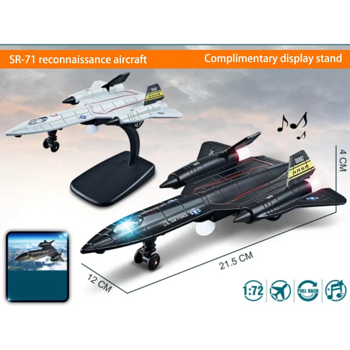 Doyomtoy Modelo de avión SR-71, Bombardero Estratégico Aleación, Combate, Regalos Coleccionables