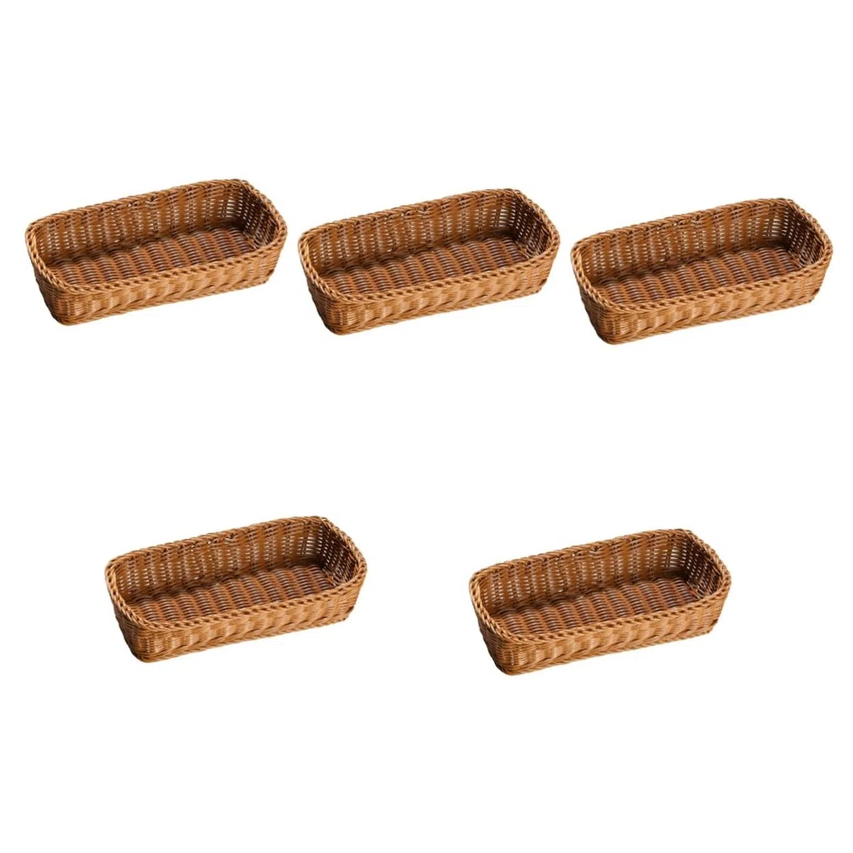 Alipis 5 Piezas largo titular de cubiertos cesta de utensilios y cesta para guardar tenedores organizadores cesta tejida imitación ratán cesta de almacenamiento de cocina el plastico