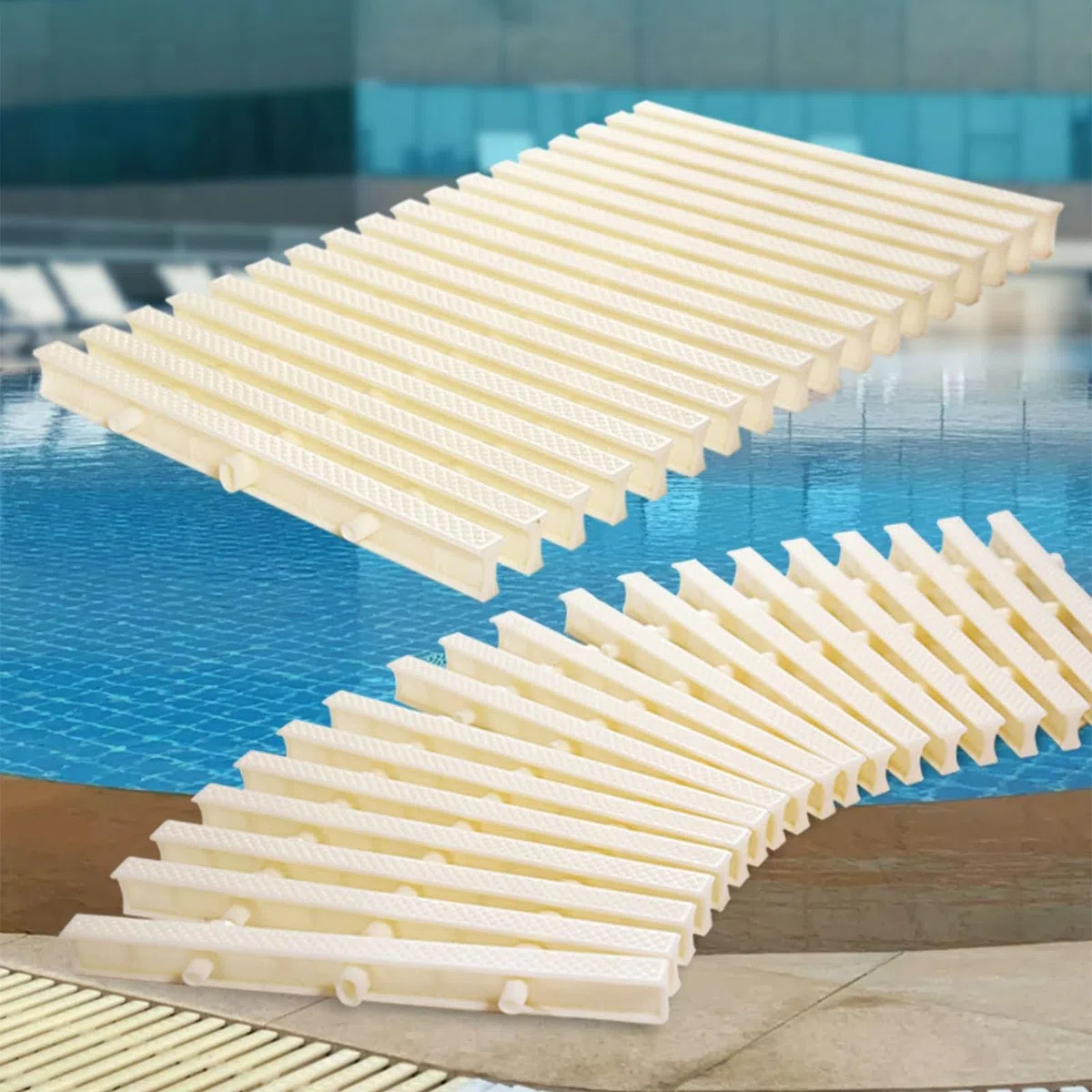 Rejilla de desagüe para Piscina - 10 Piezas de plástico ABS, Filtro de canaleta de desbordamiento para desagües de Agua Interiores/Exteriores, 15 x 100 cm, solución Protectora de desagüe.
