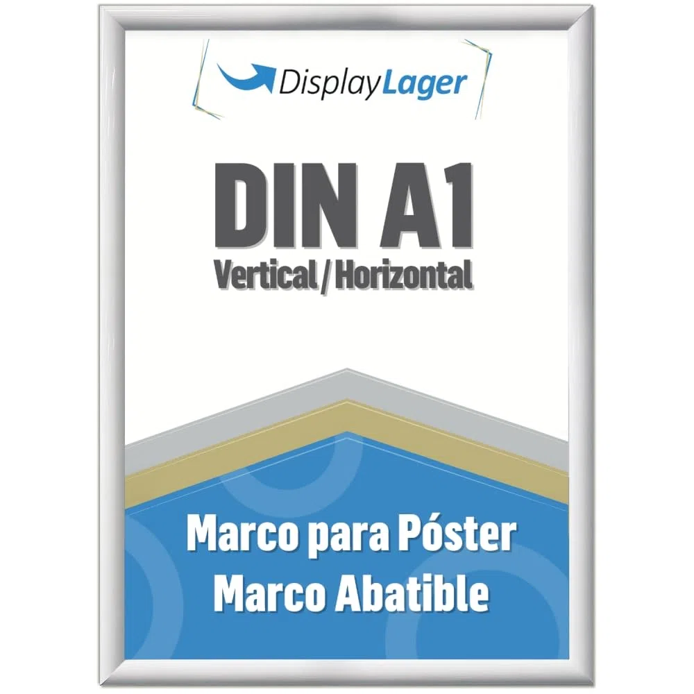 DisplayLager - Marco plegable A1 blanco con perfil de aluminio de 25 mm, cristal protector antirreflectante, material de fijación