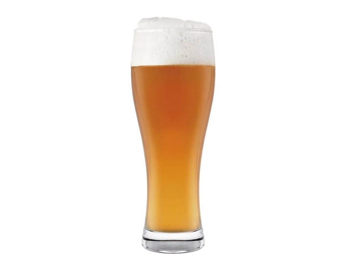 H&H - Set de 6 vasos de cerveza, multiusos, tipo alemán, Weizen, cristal, 330 ml