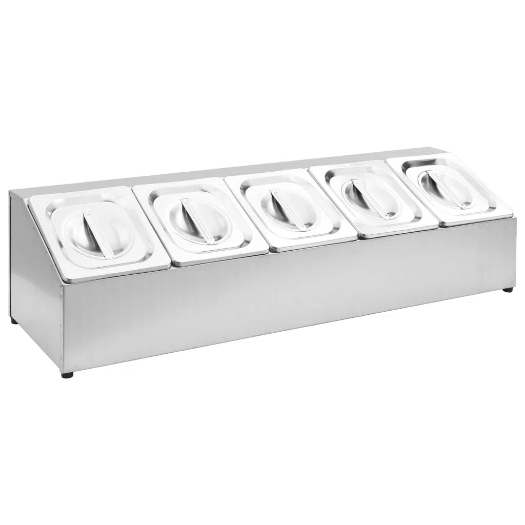 Kitchen & Dining-Gastronorm Contenedor con 5 GN 1/6 Pan Acero Inoxidable Hogar y Jardín