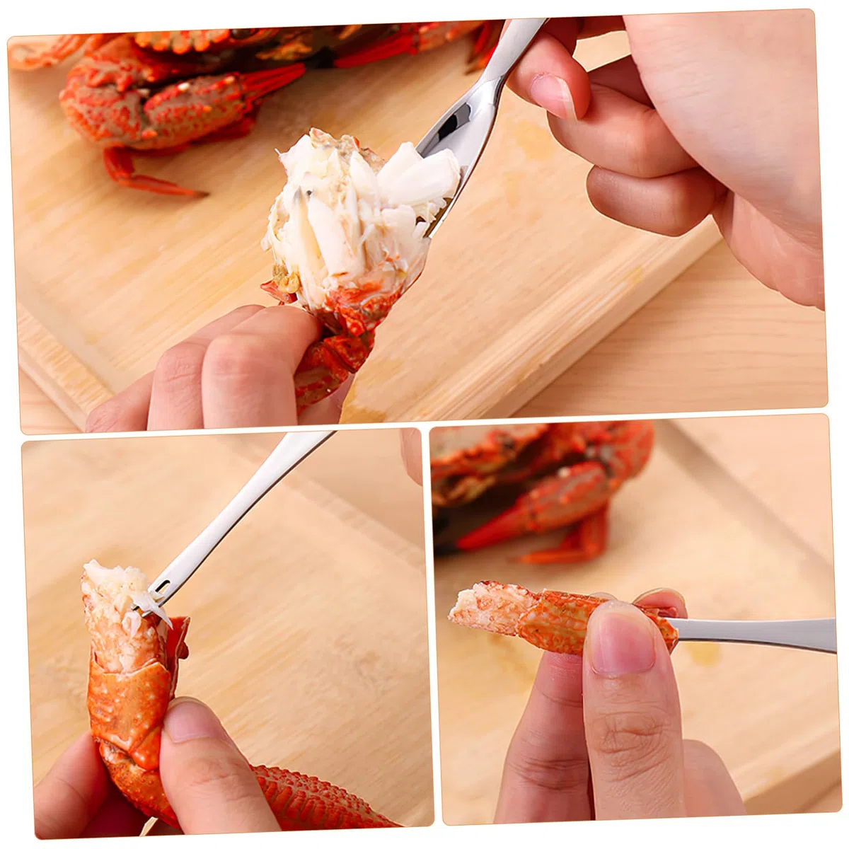 Pinzas Marisco de Acero Inoxidable con Agarre Cómodo y Estuche, Juego de 6 Herramientas para Abrir Mariscos y Comer Langostas en Familia