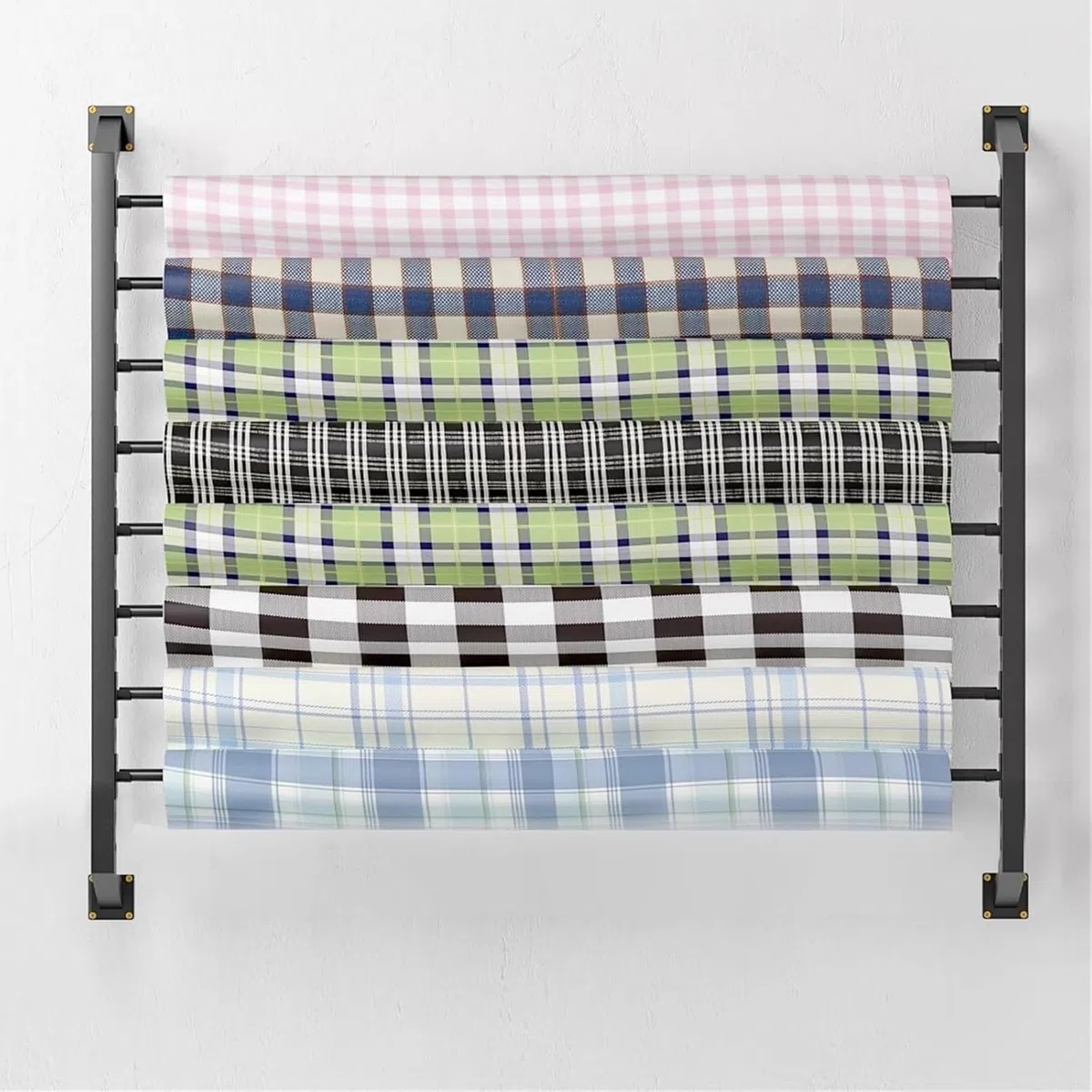 Genérico Soporte de Pared Ajustable para vinilos, láminas Que cambian de Color, Papel Tapiz y Telas. Capacidad para 8 Rollos. Solución de Almacenamiento de Metal Resistente.