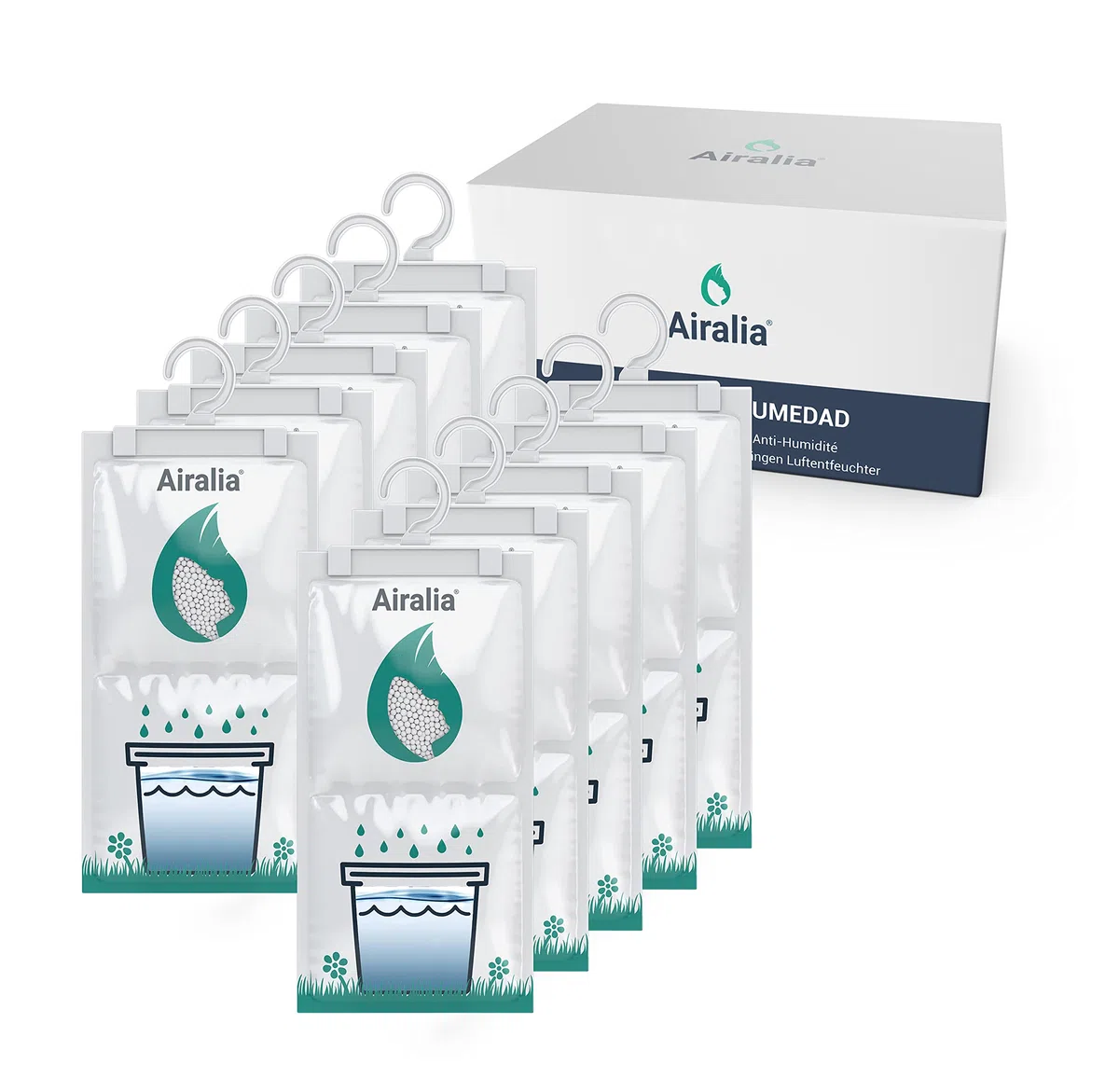 AIR-DRYBAG - 10 Pack | Deshumidificador Armarios, Bolsas Antihumedad Armario, Absorbe Humedad, Anti Moho y Condensación | Para Ropa, Habitación, Baño, Trastero,Cocina y Hogar en General