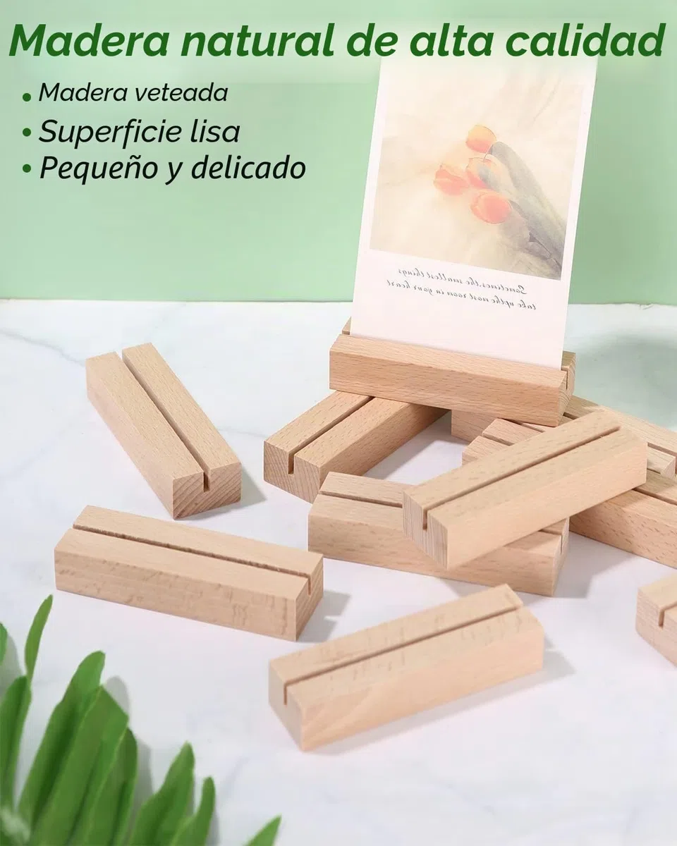 24 soportes de madera para tarjetas, tarjetas de mesa de boda con adhesivo de doble cara, soporte para fotos, soporte para tarjetas postales para restaurantes, bodas, banquetes y fiestas