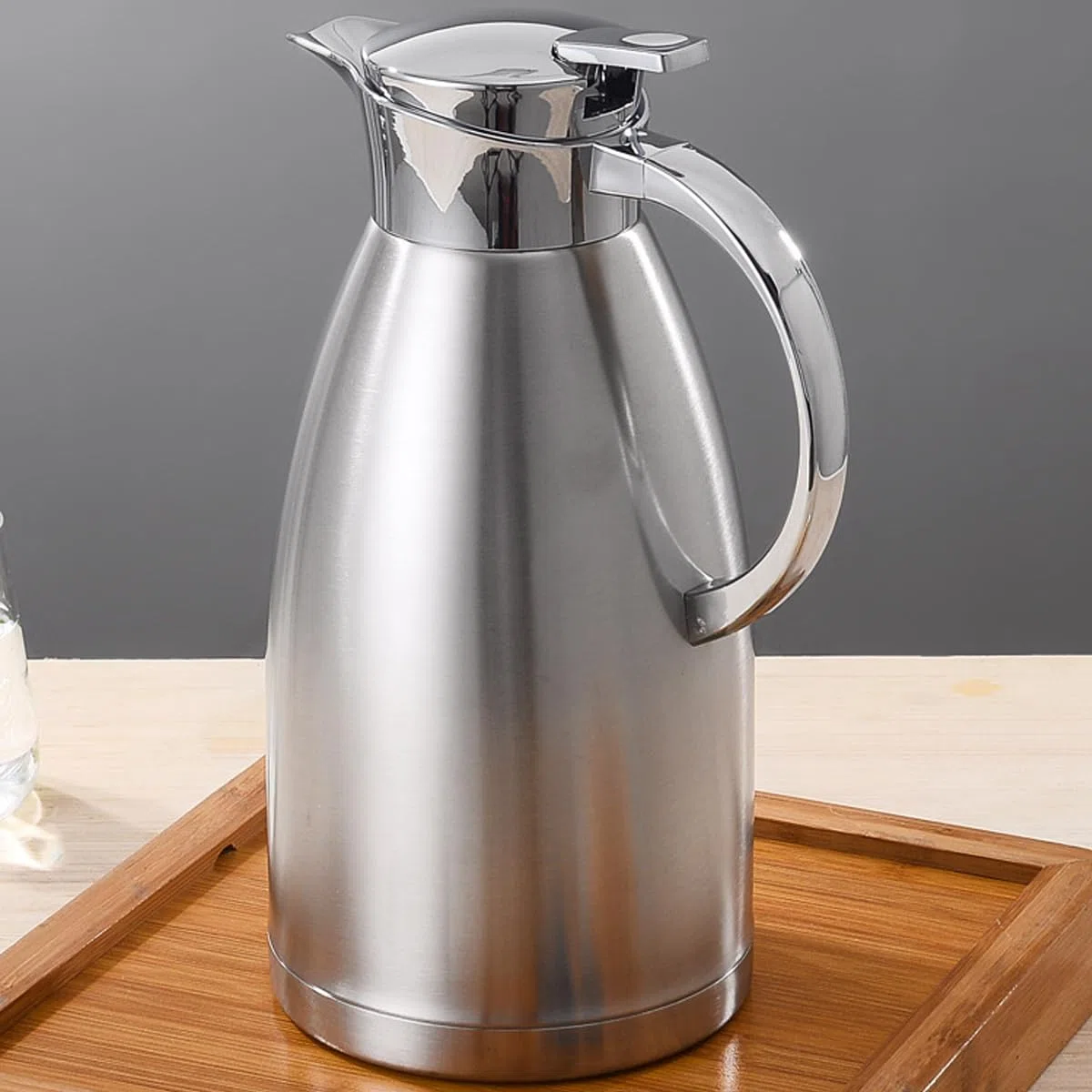 Termo termo, jarra térmica de acero inoxidable de 2,3 L, jarra térmica de acero inoxidable, jarra de agua de doble pared, mantiene el té, la leche y las bebidas calientes o frías