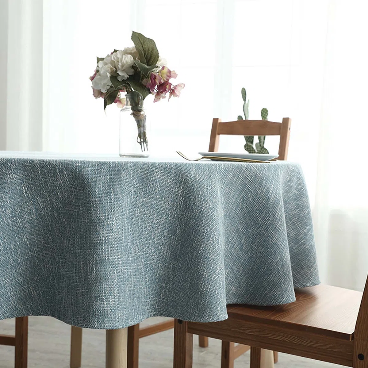 Manteles para mesas redondas de 170 cm, mantel de tela de lino resistente, mantel lavable, manteles redondos para decoración de mesa de cocina y comedor