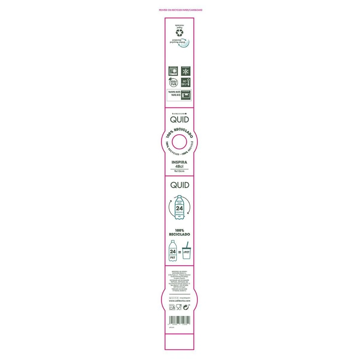 Quid Inspira Vaso Alto Con Tapa Rpet 480ml, 9x12cm