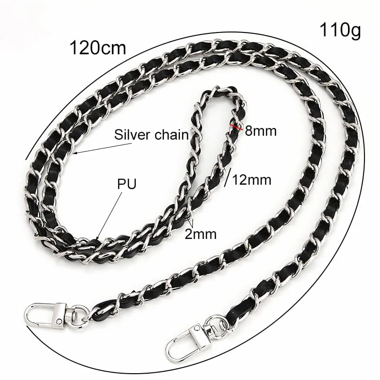 Cadena Para Bolso 5/10 Uds correa de hombro de cadena de Metal correa de bolso de hombro de cuero de PU desmontable cinturones de 120cm de largo for bolso Correa accesorios for bolso Cadena Bolso(Num8