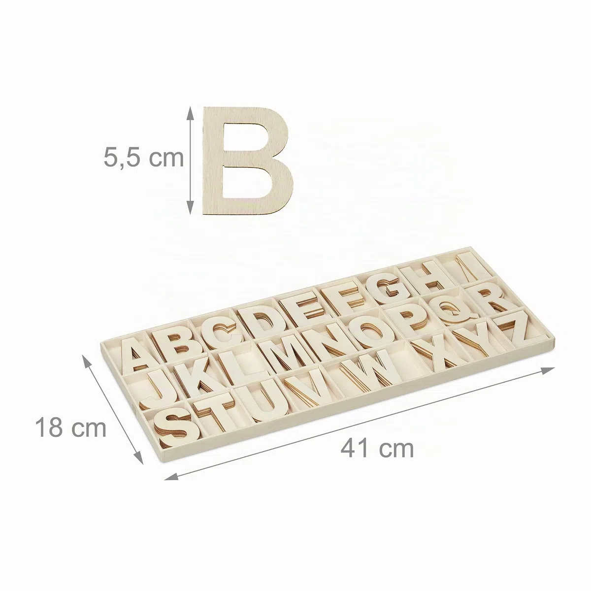 Relaxdays Set Letras de Madera, 104 Piezas, Mayúsculas A-Z 5,5 cm de Alto, Letritas para Manualidades, Alfabeto, Natural