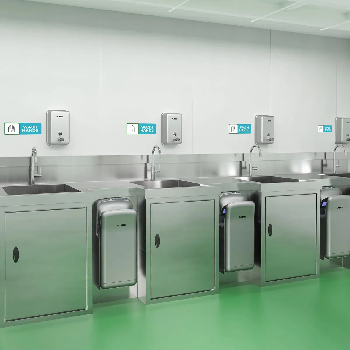 AIKE Dispensador De Jabón Pared, 1100 ML Dispensador De Jabón De Acero Inoxidable, Capa Protectora De ABS Incorporada, Antióxido Y Antigoteo, Dispensador De Jabón De Manos Líquido Comercial