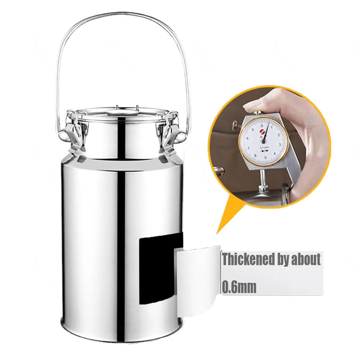 Lechera Acero Inoxidable 3/5/10/15 Litros 201,bidón de leche sellado con Tapa/asa Grande bidones for Transporte/Cubo for Vino Resistente Jarra Barril Aceite,Nofaucet-3L