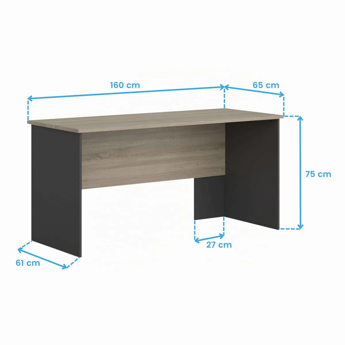 Miroytengo Mesa de Escritorio Oficina Nibis Estilo Industrial Color Roble Sonoma y Gris Antracita 140 cm