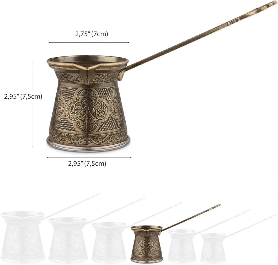Alisveristime Auténtica cafetera turca, hecha a mano, Cezve/Ibrik, 2.95 pulgadas de ancho, 2.95 pulgadas de altura, 10.5 onzas mejora tu experiencia de café ahora. (3 tazas) (verde antiguo)