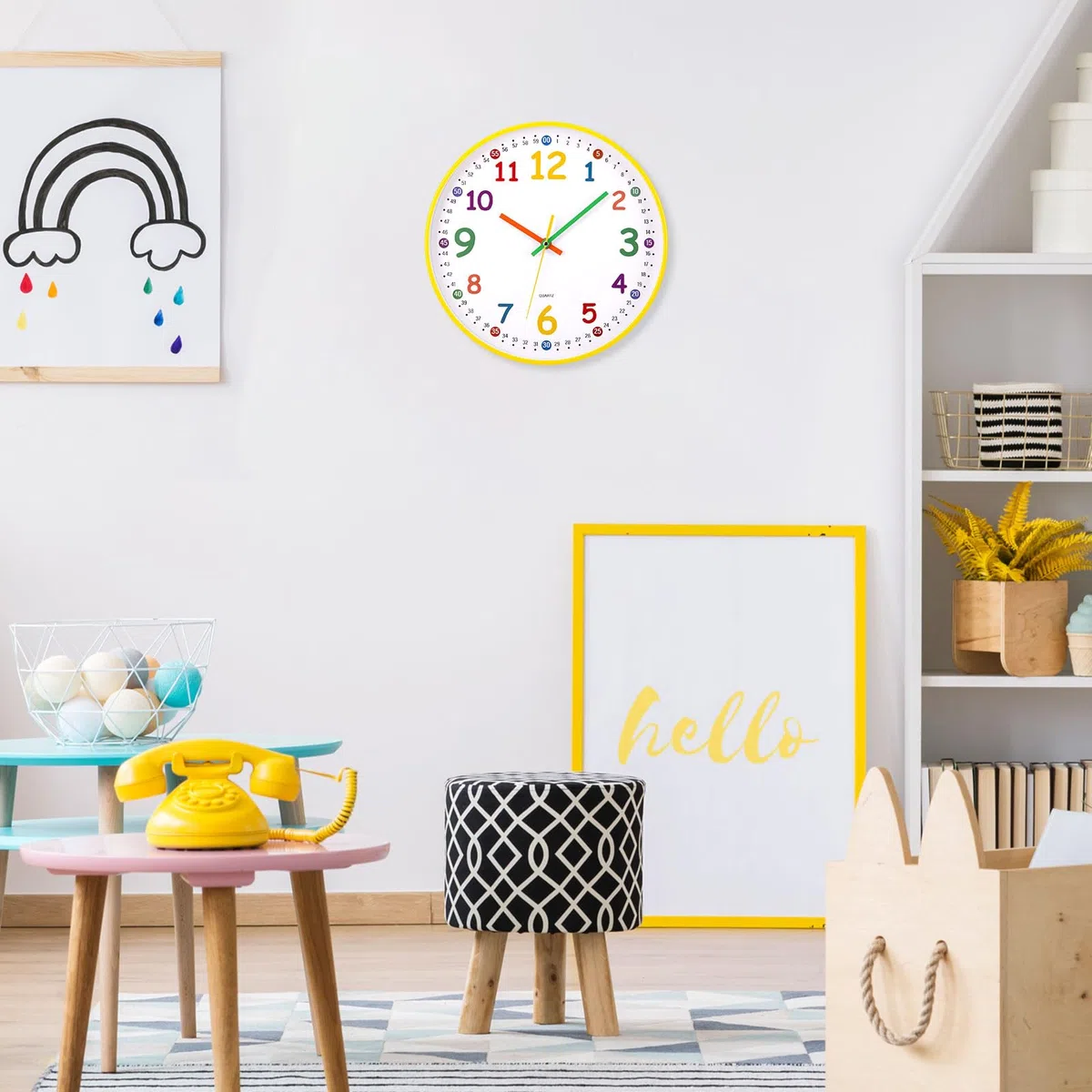 Reloj de Pared para Niños Reloj de Aprendizaje Reloj Infantil para Niños y Niñas Mecanismo Silencioso 30 CM para Habitación de los Niños
