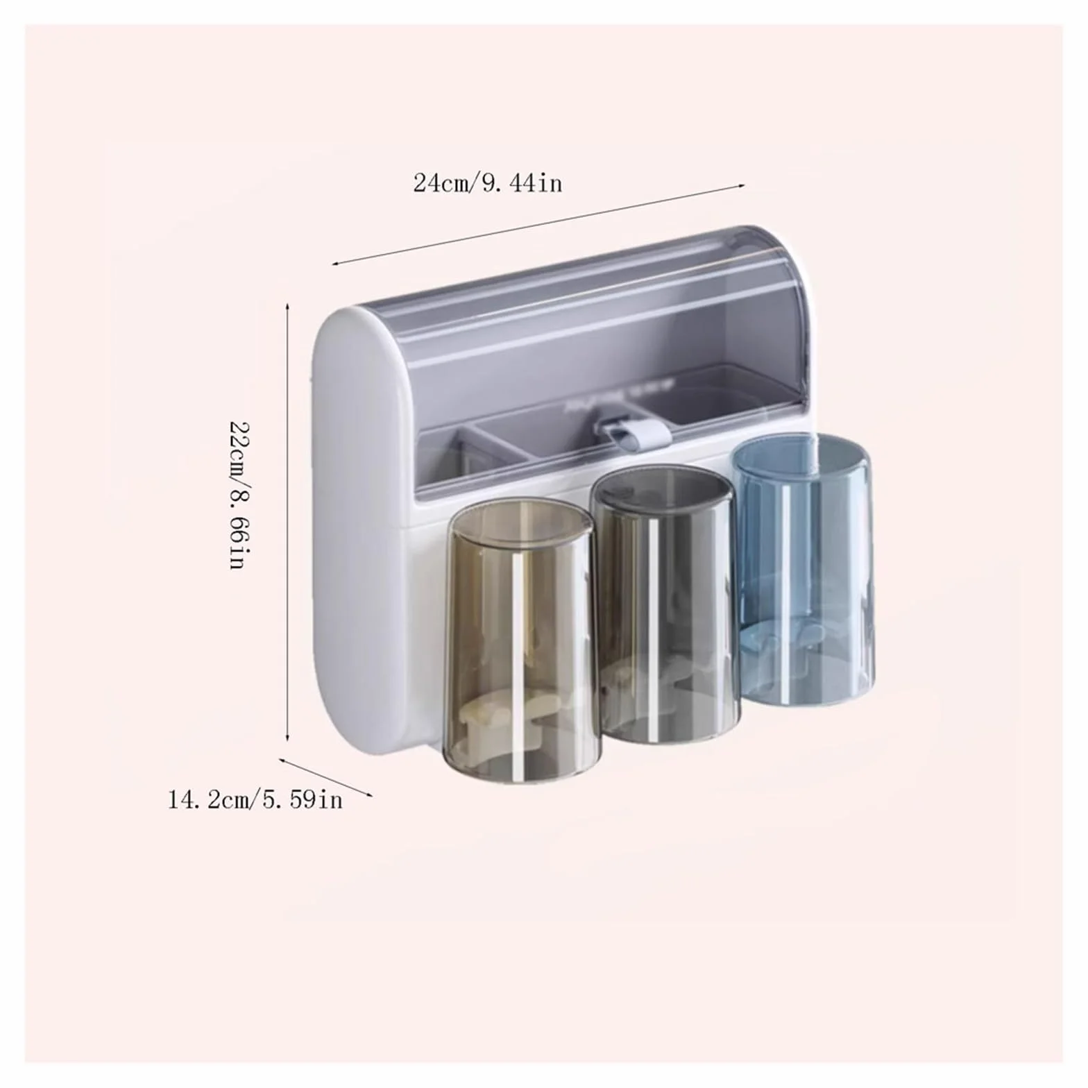 Soporte de Pared para cepillos de Dientes, Estante de Almacenamiento de cosméticos para baño con Tapa, Soporte para Pasta de Dientes sin perforación (A S24cm)