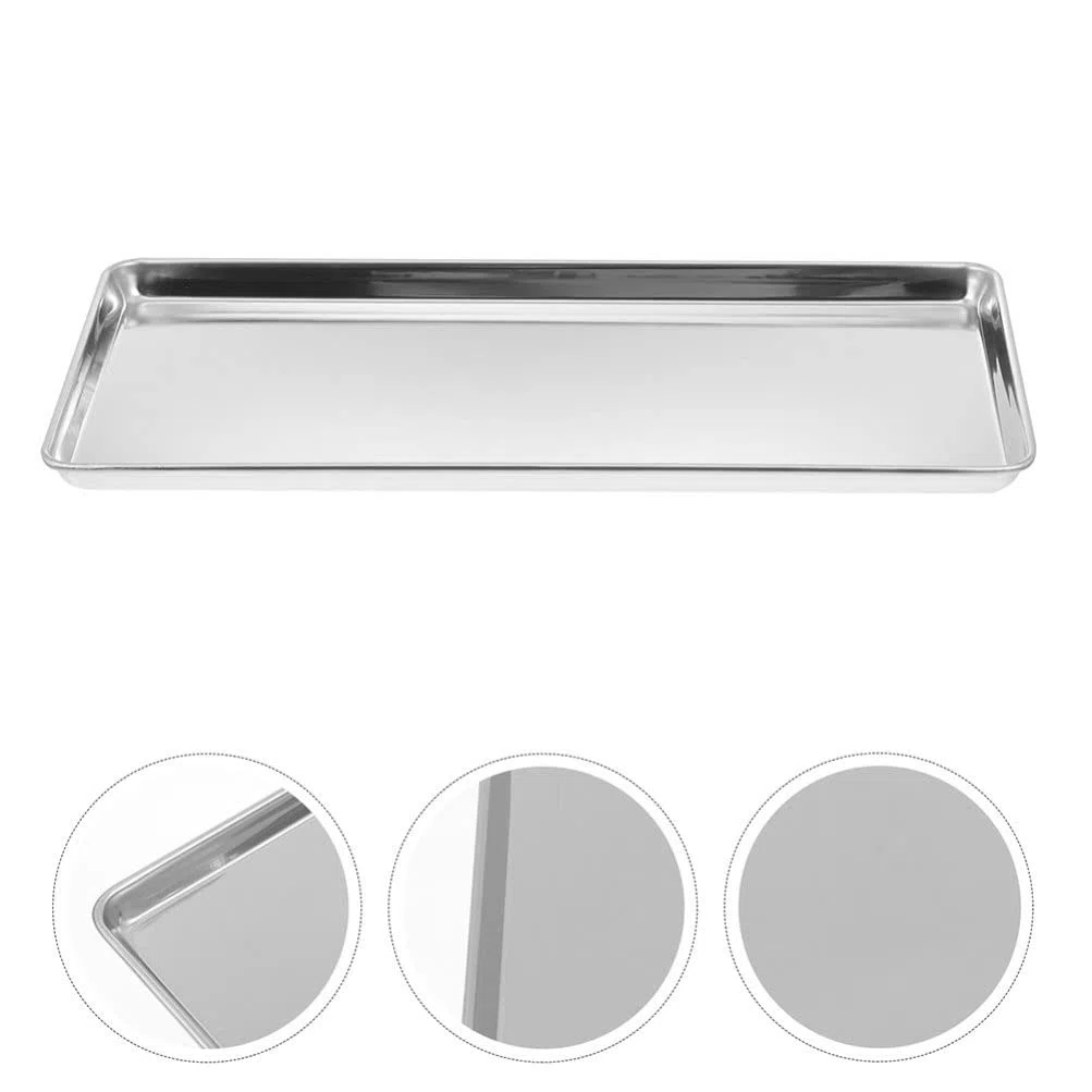 STOBAZA Bandeja Rectangular De Acero Inoxidable Bandeja para Servir Alimentos De Metal Bandeja para Hornear Apta para Lavavajillas Y Horno (10 43 X 8 07 X 0 98 Pulgadas)