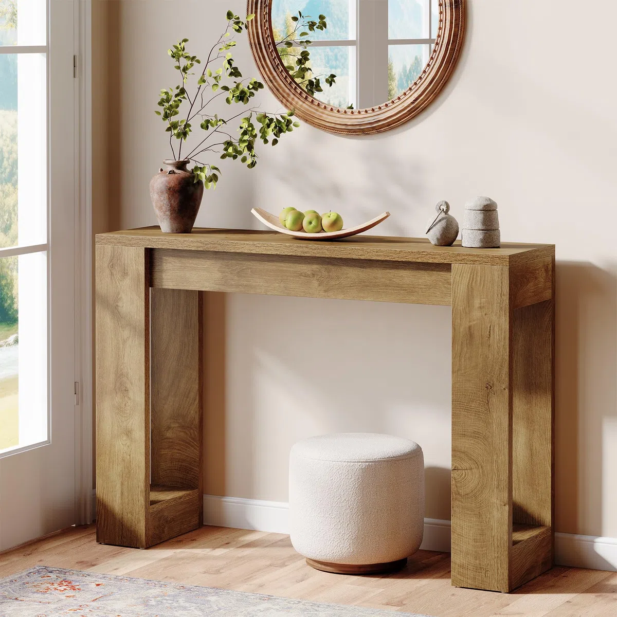 Tribesigns Mesa consola larga de 105 cm, en madera rústica para detrás del sofá, mesa de entrada estrecha para entrada, pasillo, salón (marrón)