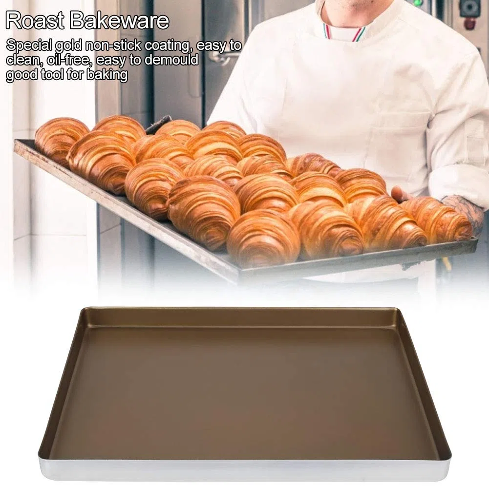 Bandeja para hornear de aluminio bandeja de horno para tartas bandeja para pasteles bandeja rectangular 40 x 30 x 3 cm resistente al calor y antiadherente para repostería y horneado