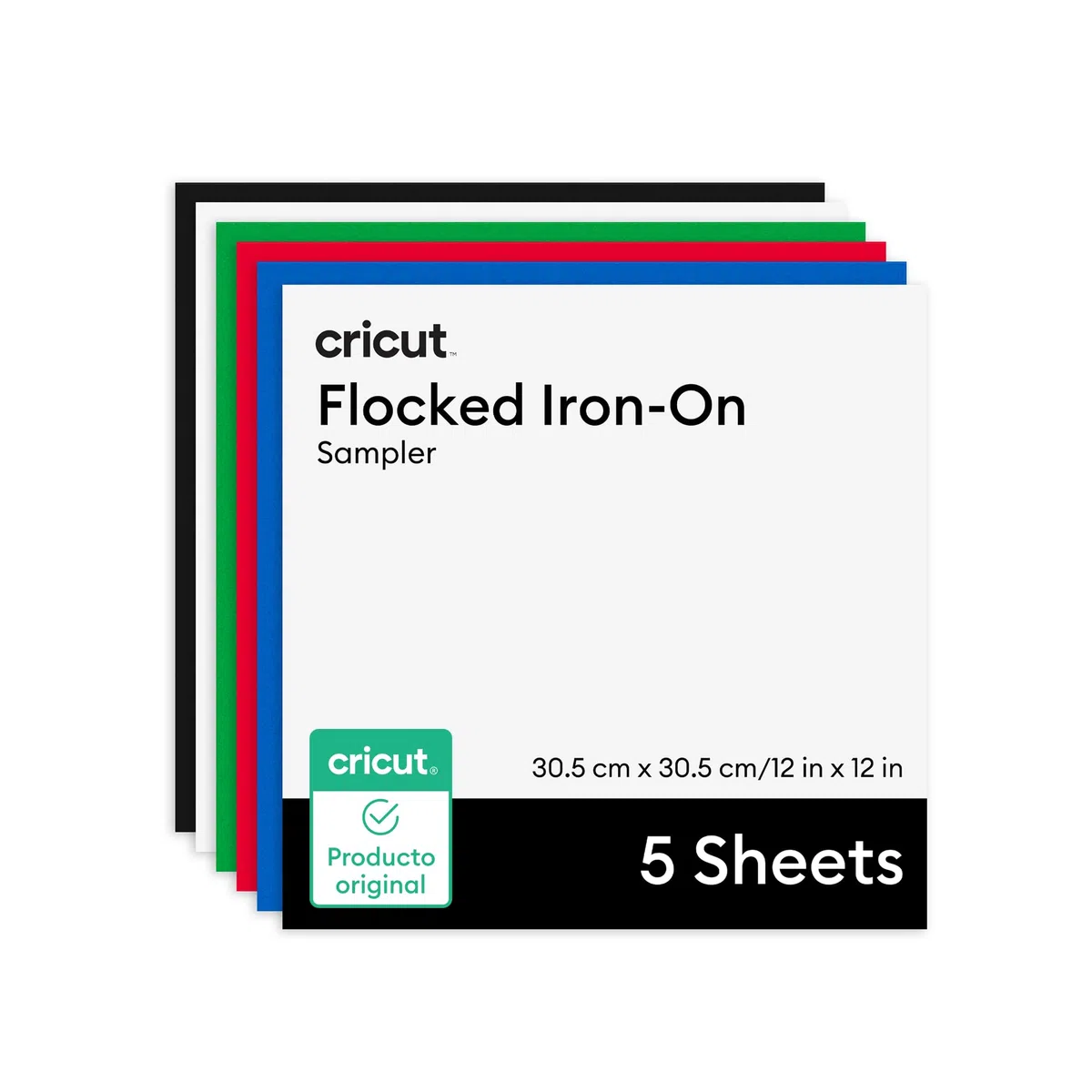 Cricut Vinilo termoadhesivo flocado, gama Classics, 30,5 cm x 30,5 cm (12 in x 12 in), 5 uds.