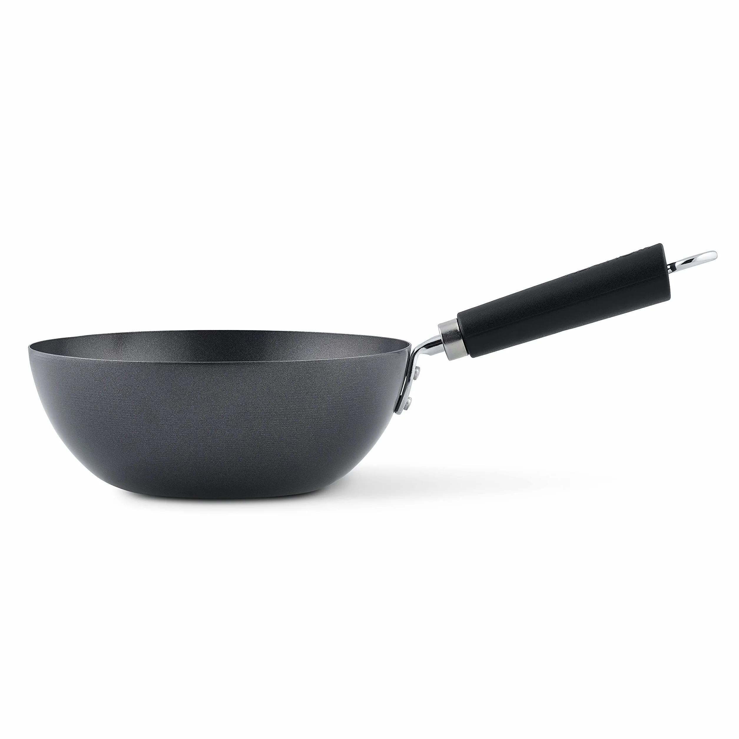 Ken Hom Mini Wok Acero Carbono Antiadherente, 20cm, Excellence, Sartén de Inducción/Compatible con Herramientas Metálicas, Apto Para Lavavajillas, 5 Años de Garantía