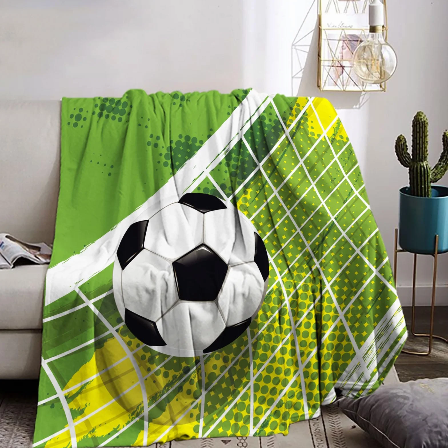 Manta para niños, 150x200, manta de fútbol para niños, temática deportiva, manta suave y cálida, manta de franela, para sofás y camas de niños (C, 150x200cm)