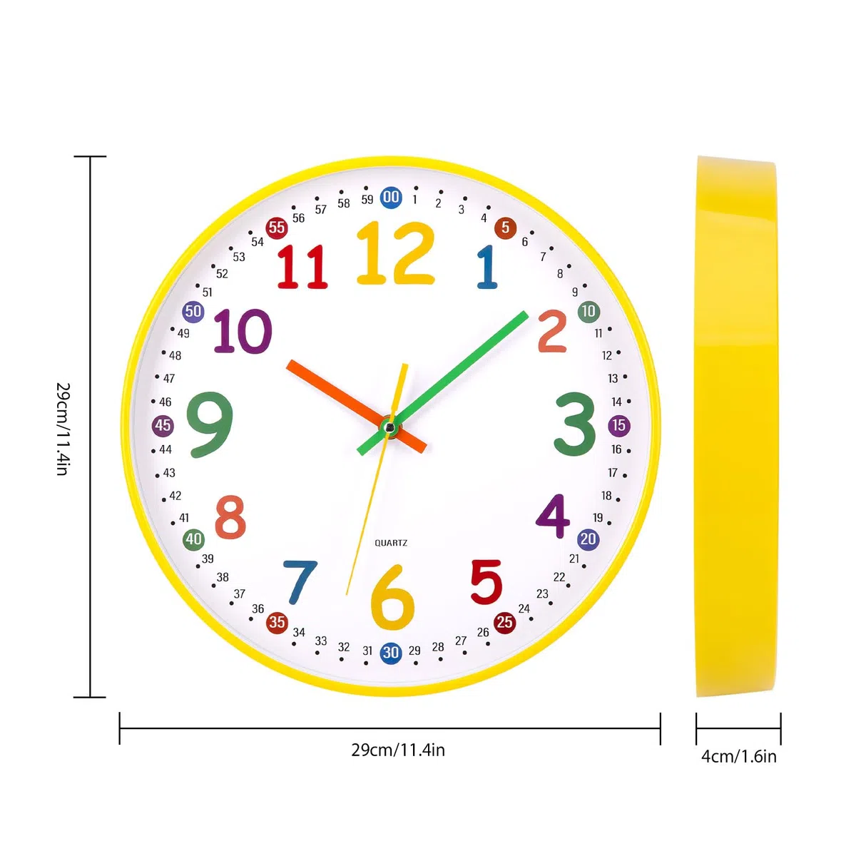 Reloj de Pared para Niños Reloj de Aprendizaje Reloj Infantil para Niños y Niñas Mecanismo Silencioso 30 CM para Habitación de los Niños