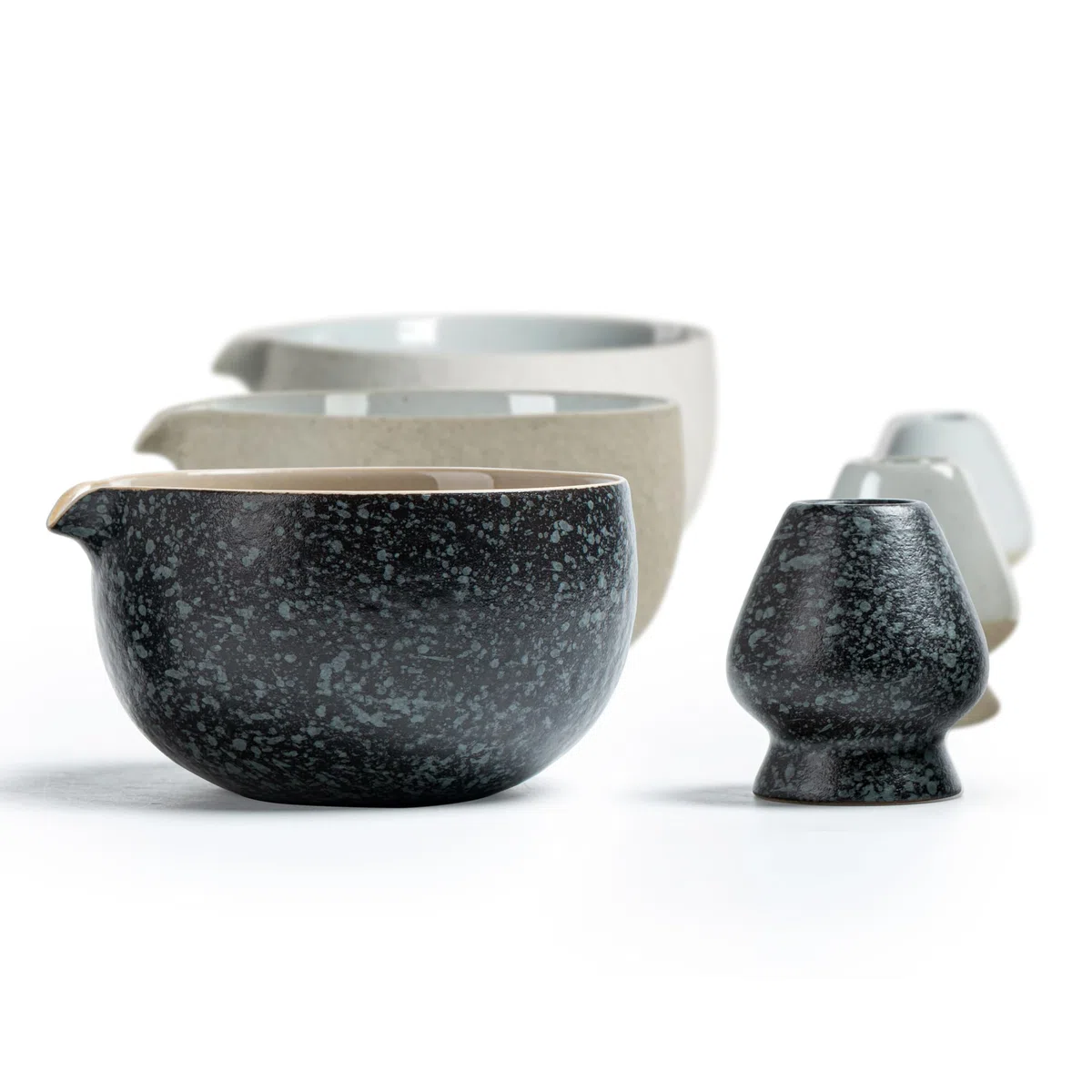 TEANAGOO Japanese Natural Rock Texture Matcha Chawan - Cuenco de cerámica para té matcha (510 ml, K17), color negro y gris