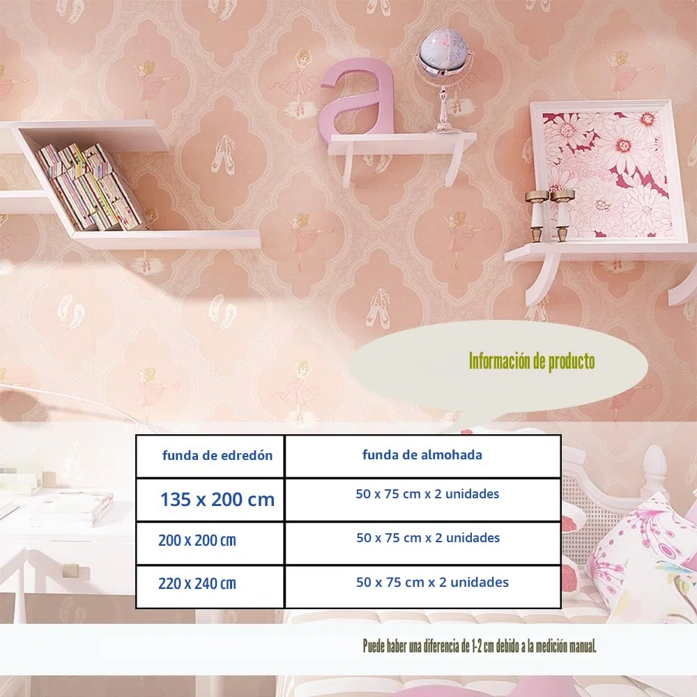 Juego de Ropa de Cama para niña con Unicornio Rosa,Juego de Funda nórdica Infantil con Estampado de Unicornio de Dibujos Animados,con arcoíris,Nubes y Caballos (135 x 200 cm, C)