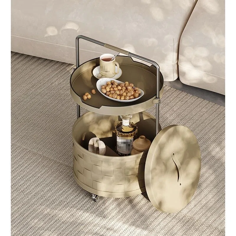 Mueble del Salón Moderno sofá con Ruedas pequeño, Mesa Auxiliar for Sala de Estar, Mesa de Centro de Cuero con Forma de Silla de Montar móvil Sencilla Mesas Auxiliares Salón