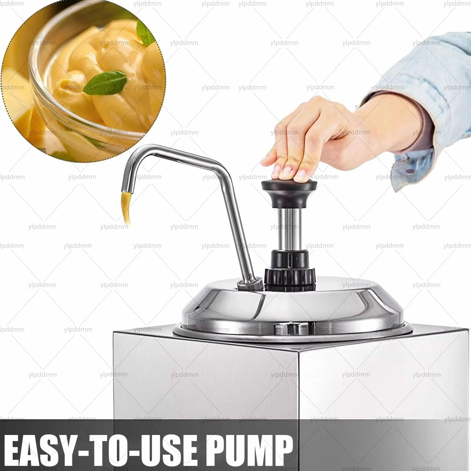 Calentador de salsas, Fudge eléctrico,Dispensador de chocolate con bomba | calentador de queso nacho de 2.5L,Para queso y chocolate,para cafés, snack bar y restaurantes para almacenar salsas