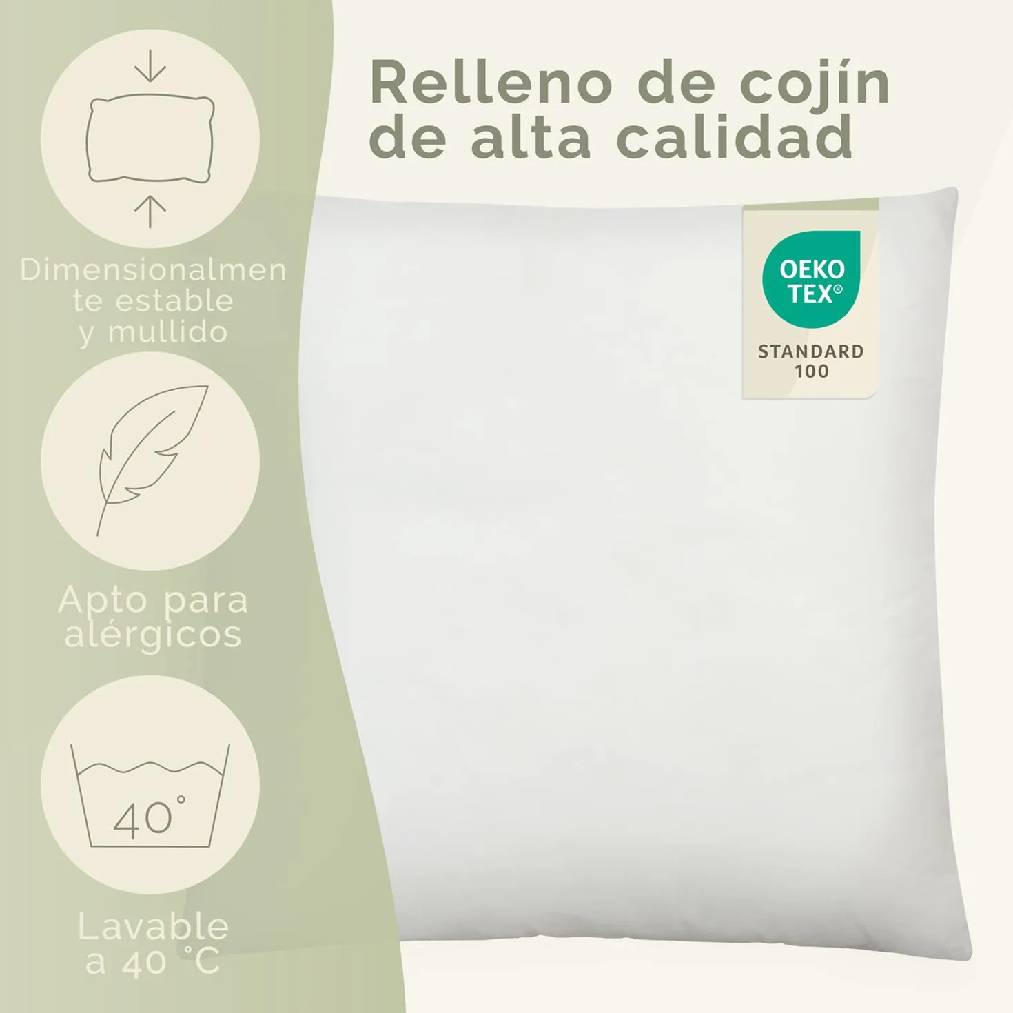 Blumtal Relleno cojin 40x40 cm - Relleno para Cojines 40x40 cm Certificado Oeko-Tex - Relleno de Cojines 40x40 de poliéster - Relleno Cojines 40x40 Lavable - Relleno cojin 40 x 40 - Relleno Almohada