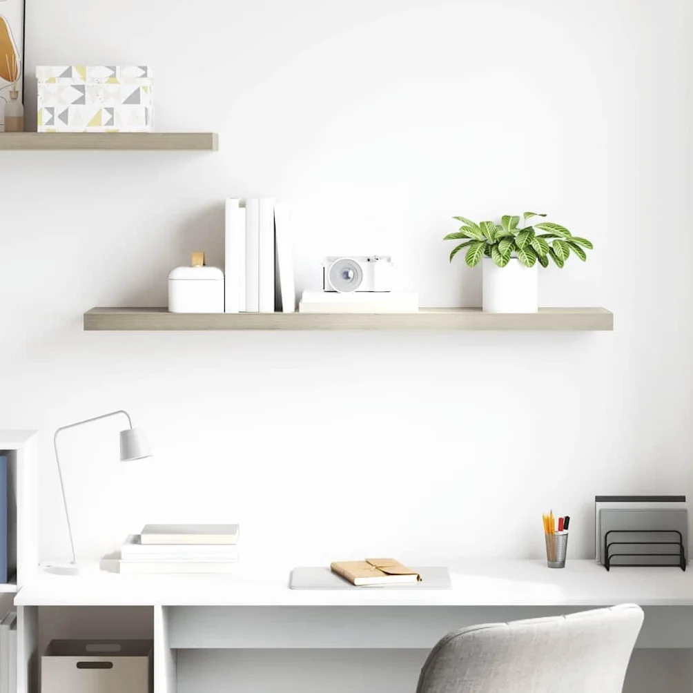 Estantería flotante de 120 x 23,5 x 3,8 cm, madera de roble MDF y metal, con sistema de fijación invisible, soporta hasta 10 kg, para salón, pasillo, dormitorio