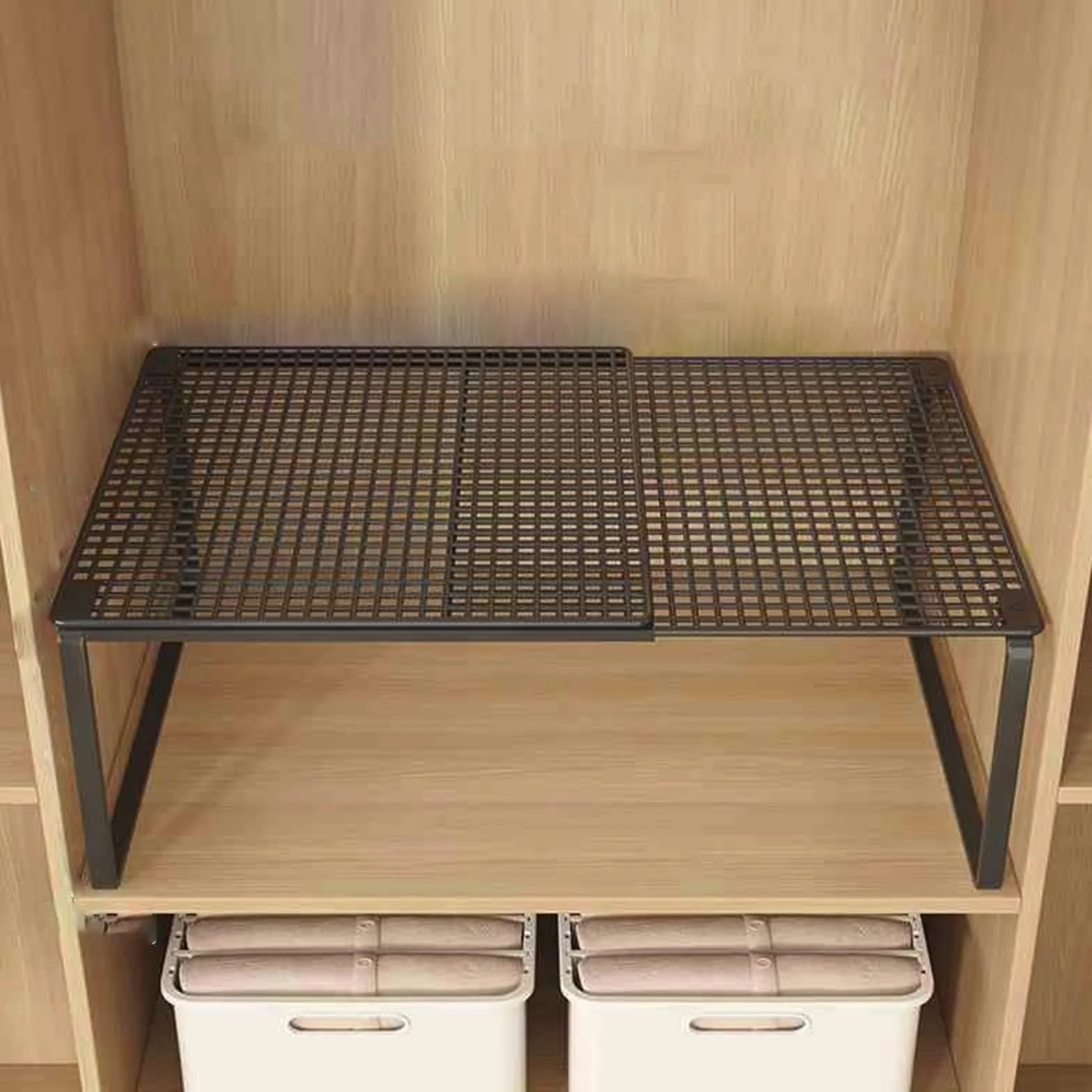 Organizador de armario extensible y apilable, separadores de metal, estantes extraíbles para zapatero, cocina y baño, estantería que ahorra espacio para el hogar, estudiantes, oficina y familias