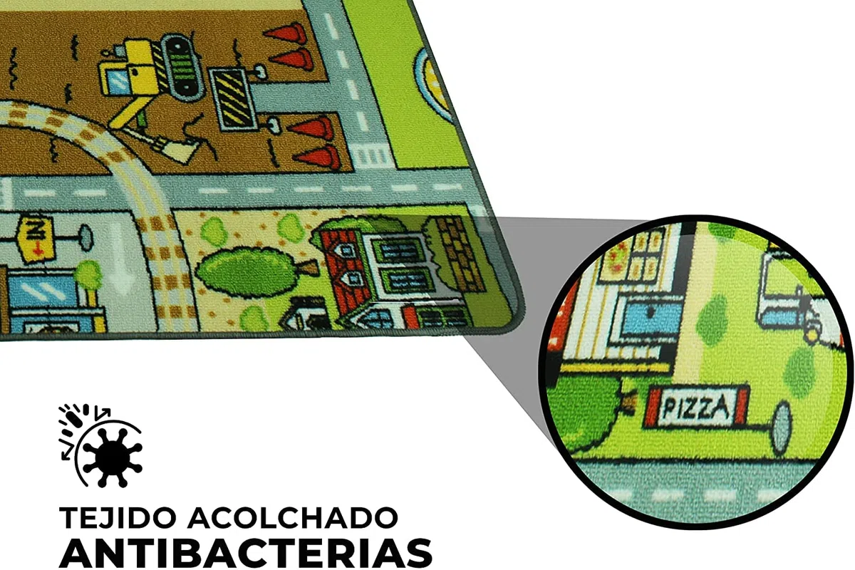 LUCA HOME - Alfombra Infantil Carretera, Juegos, Ciudad, alcolchada - Alfombra Infantil Plegable - Alfombra Juegos Circuito Coches con Base Antideslizante - Alfombra Carretera Coches 120 x 160cm