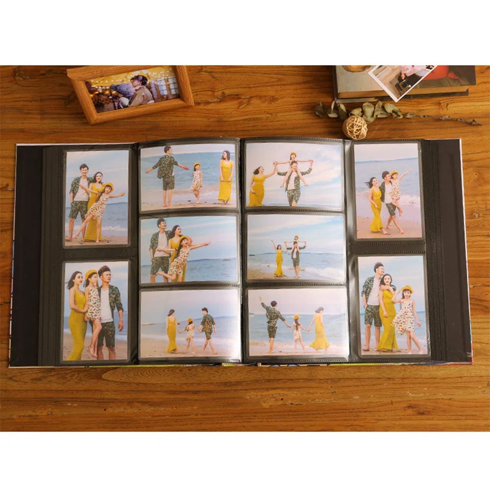 Álbum de fotos de 4 x 6, cubierta de cuero de gran capacidad, foto familiar de boda, 1000 fotos, aspecto colorido y encantador