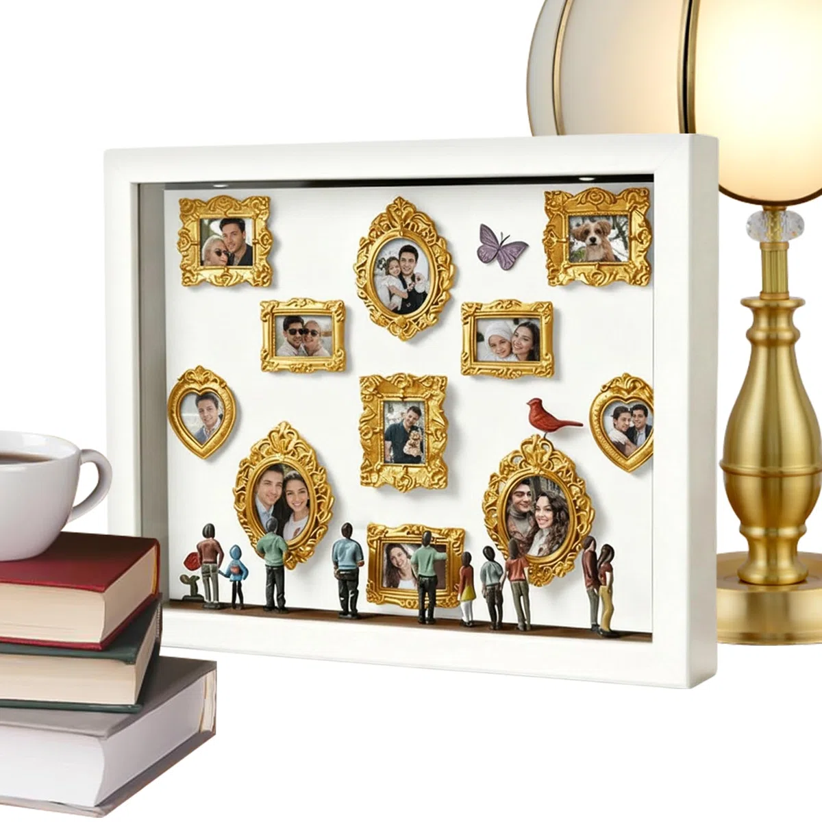 Mini Exhibición De Museo, Kit De Decoración De Memoria Iluminada Con Figuras Bricolaje, Marco Fotos Madera, Marcos De Museos En Miniatura Familiares Para Parejas, Amantes, Amigos, Esposa Y Esposo