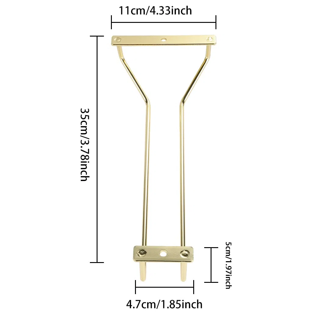 Soporte para copas de vino de 27,5 cm, para debajo del gabinete, estante para copas de vino, soporte para trompas de alambre colgante para barra de cocina, paquete de 2