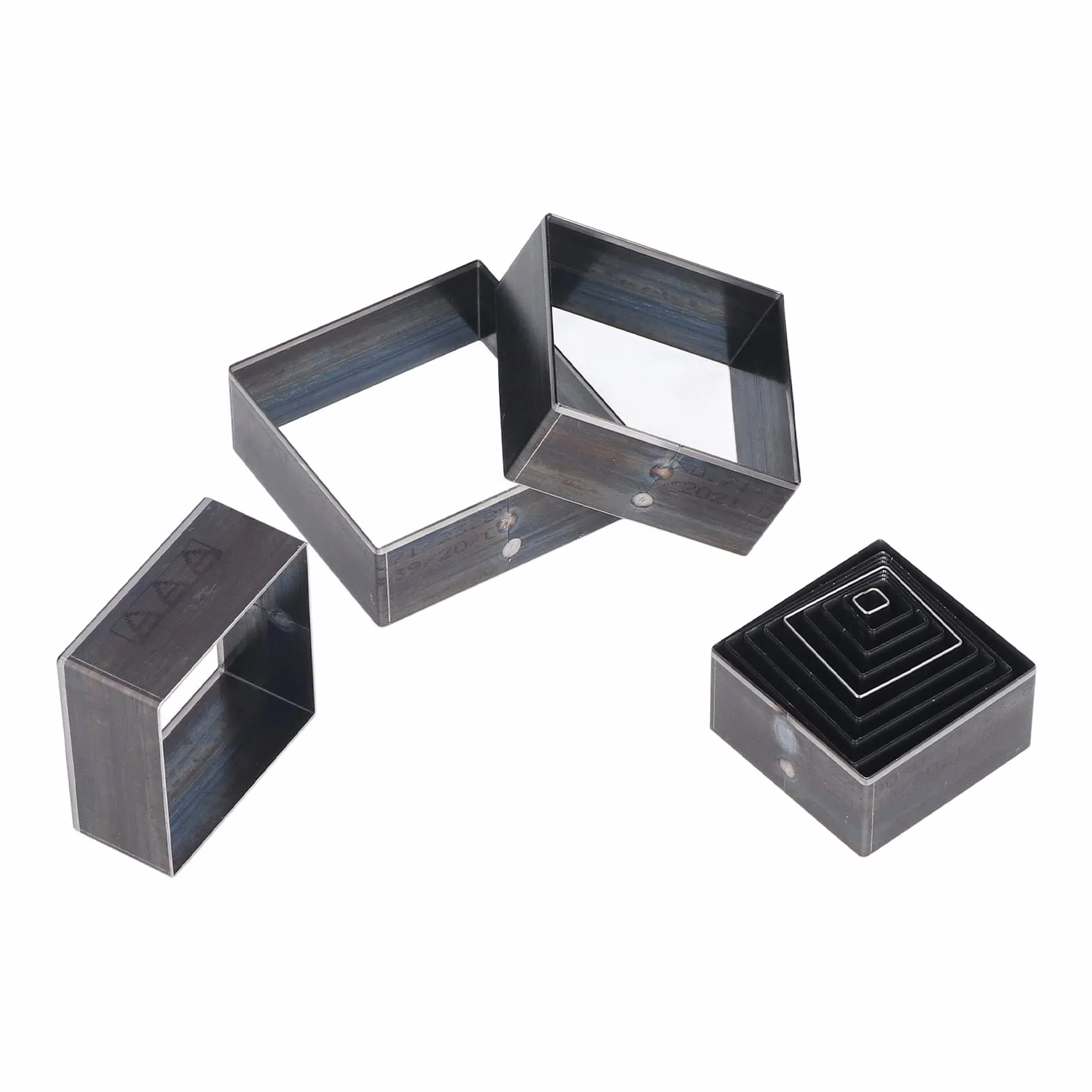 Molde para Cortar Cuero Cuadrados, Juego de 12 Troqueles para Tela, Arcilla, Goma, Acero de Aleación, Fabricación de Joyas a Mano con Cortes Transparentes