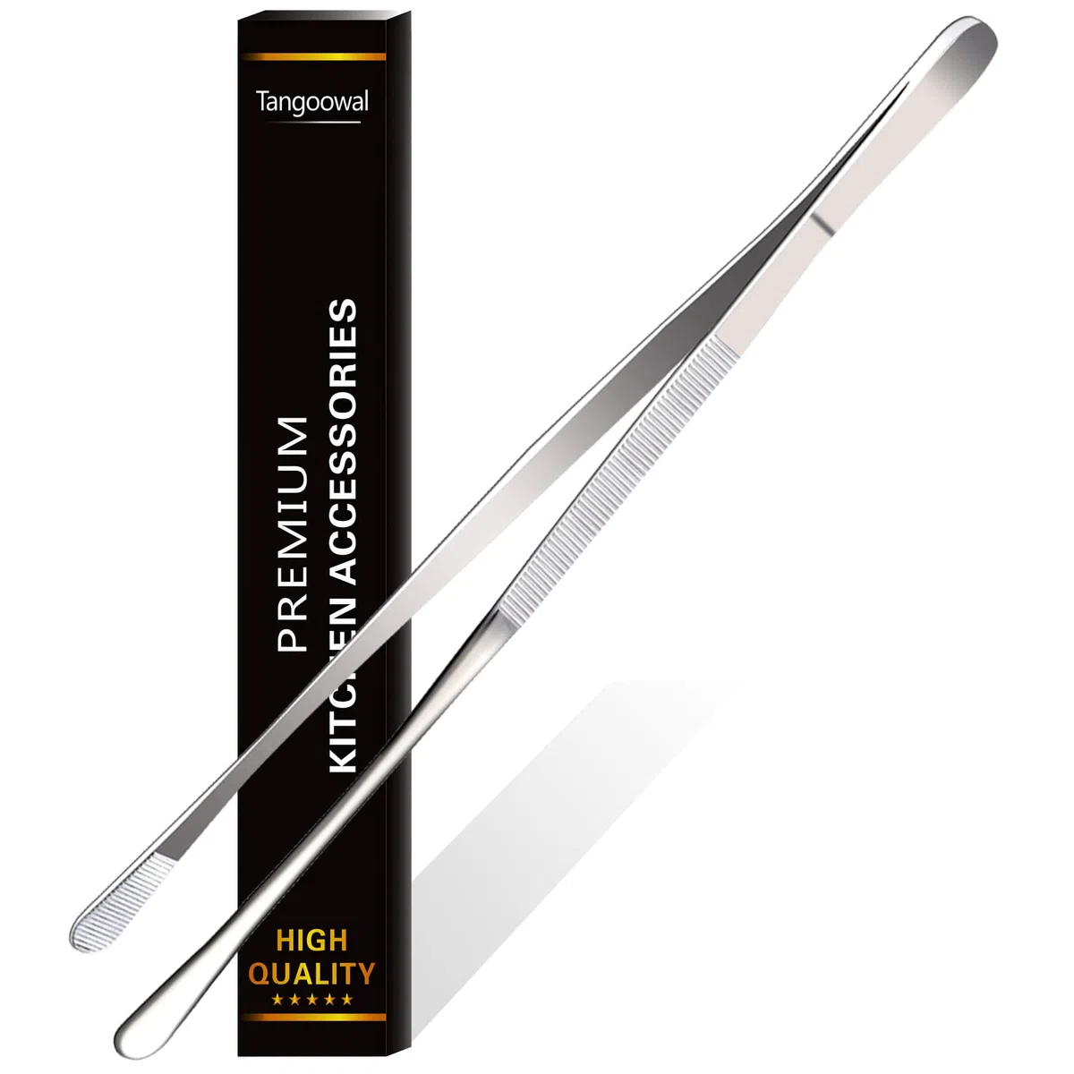 Pinzas profesionales de cocina y cocina de 12 pulgadas, pinzas largas de acero inoxidable, para barbacoa, chapado, multiusos