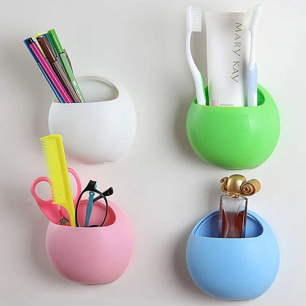 Soporte para cepillo de dientes de pared con ventosa, soporte para baño, cocina, color verde